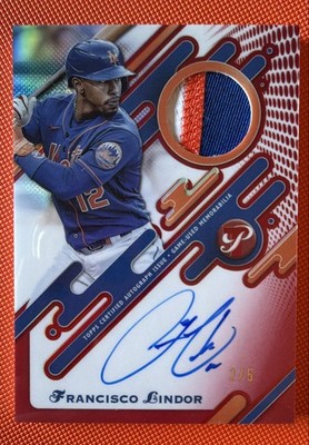 2025 Topps Pristine Pieces Autograph Relics Francisco Lindor #PPAR-FL RED 2/5