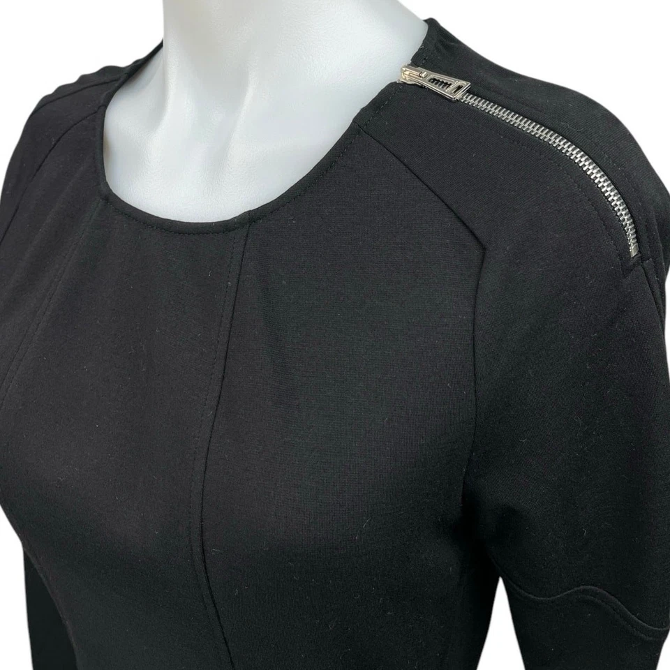 Vestido Belstaff Para Mujer Negro Manga Larga Cremallera Hombro Mini Calce y Acampanado Talla 8 Foto 4 de 4