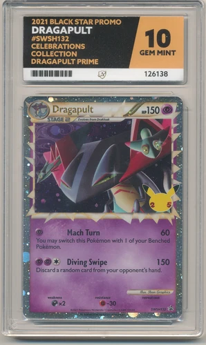 Pokemon English Dragapult Prime SWSH132 Celebrations Promo ACE 10 Damaged Slab