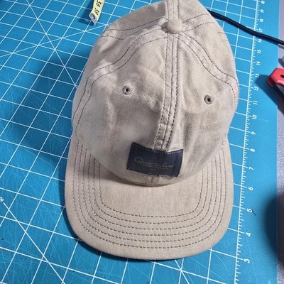 Quiksilver Waterman Linen Strapback Hat Khaki Leather Strap OSFM Surf Outdoor