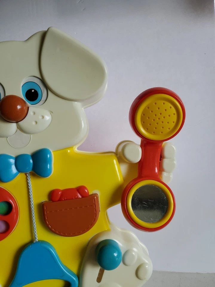 老式HTF蓝色盒子玩具婴儿小狗活动中心婴儿床噪音 — 第 4/4 张图片