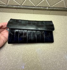 Eel Skin, Black Wallet Checkbook, Vintage