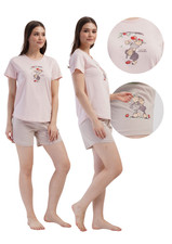 Damenpyjama, kurze Hose, Kurzarm, Vienetta Baumwolle, Gr&ouml;&szlig;e L, locker, sch&ouml;n