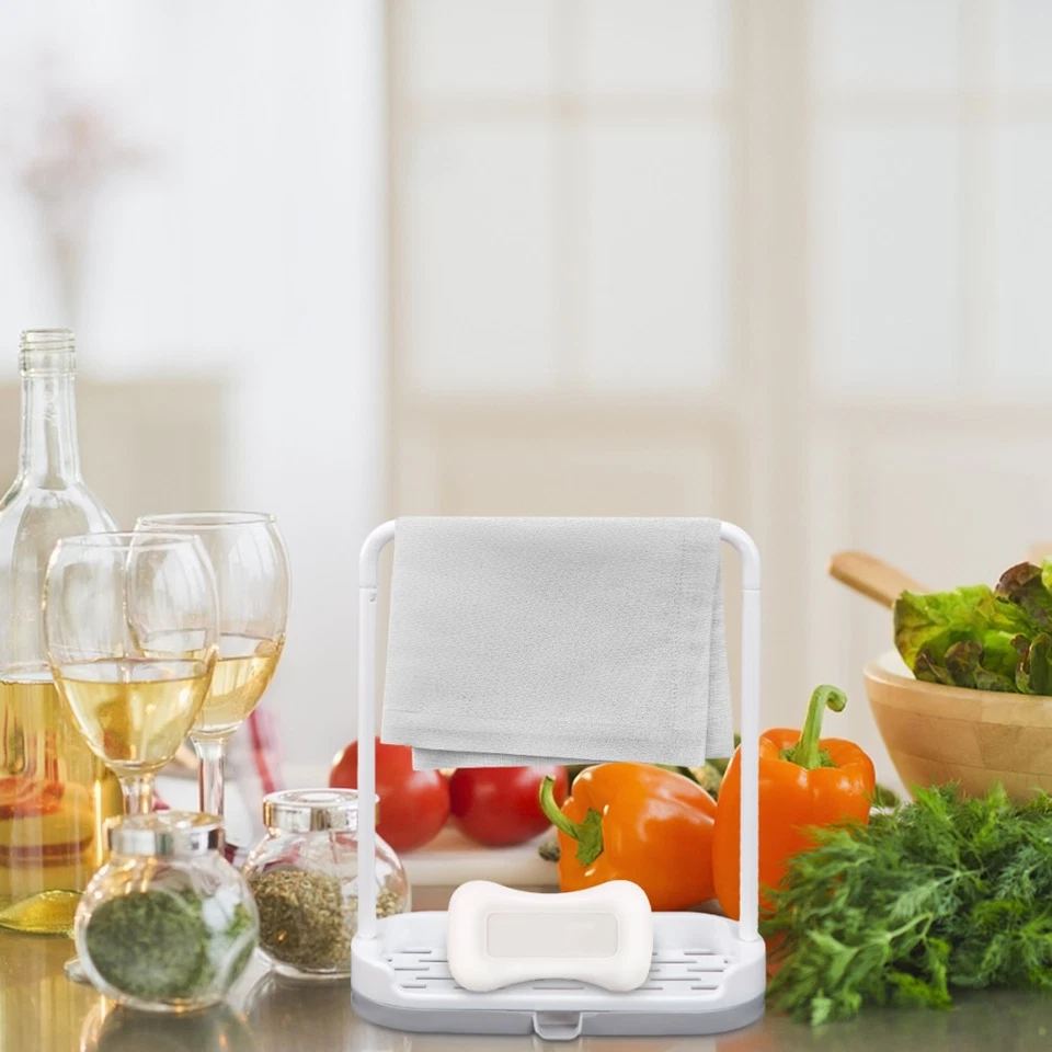 2Pcs Kitchen Storage Shelf Geschirrtuchhalter Non-Punching Towel Shelf Dishrag - Bild 2 von 4