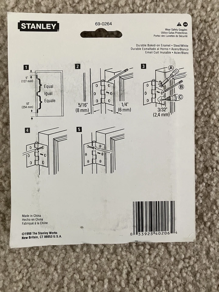 Lote de 2 Bisagras de Puerta Stanley Esmalte Horneado Acero Blanco 3.5" 69-0264 CD741 ~ NUEVO Foto 3 de 3