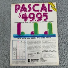 1983 Borland Turbo Pascal Vintage Computer Print Ad Programming Software Poster