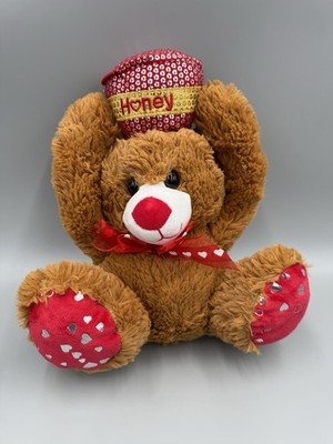 Teddy Bear Plush Holding Honey Pot Over Head 12  Stuffed Animal Toy