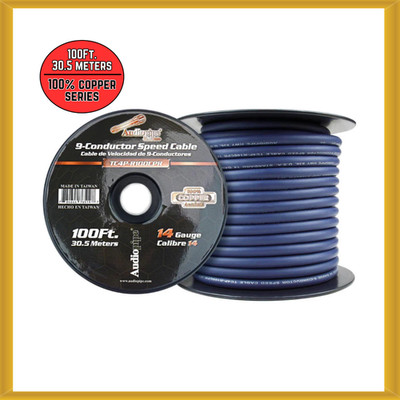 Audiopipe 100% Copper Series 9-Conductor Speed 100 ft. Cable (BLUE) NEW
