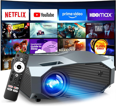 [Compatible with Netflix/High Brightness] Smart Projector with Wifi 6 and Blueto