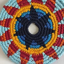Pocket Disc Maya Flaya Foldable Sports Boho Cloth Disc 7.25  Aqua Red Retro sj