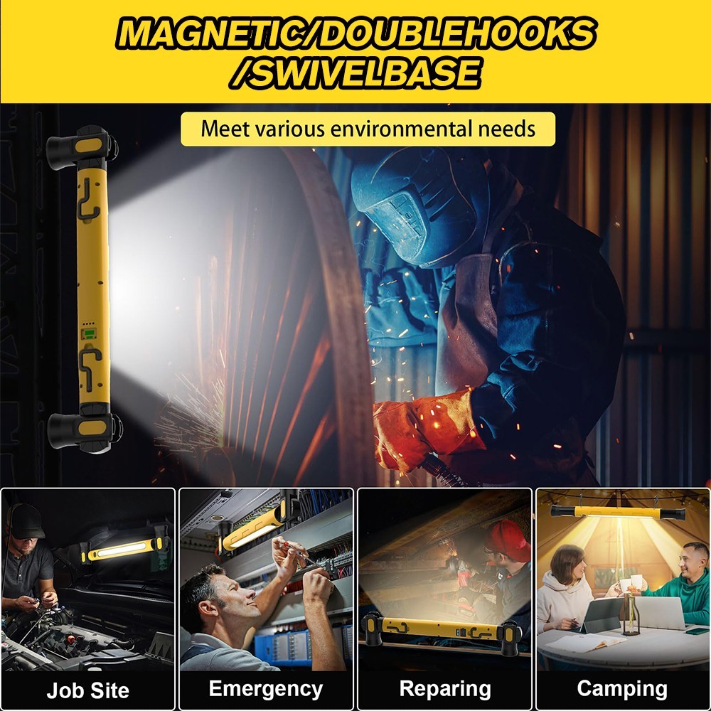 Under Hood Work Light Bar,LED Magnetic Light Bar with Hooks Cordless Rechargeabl