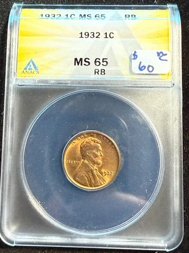 1932 LINCOLN WHEAT CENT ANACS MS 65 RB 096