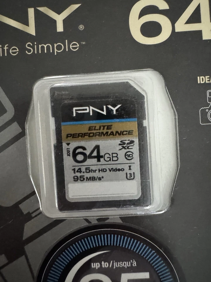 PNY 64GB Elite Performance Class 10 U3 SDXC Flash Memory Card NEW SEALED EH - Image 2 of 4