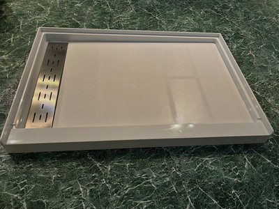 White acrylic shower base,  by Elegant brand,  48 x 32,  alcove installation
