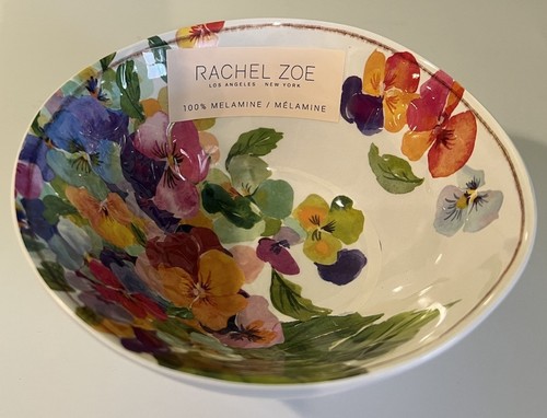 Set 4 ciotole per cereali Rachel Zoe in melamina floreale pansy 6" NUOVE - Foto 1 di 5
