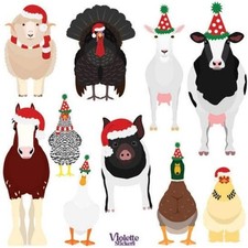 Violette Stickers Santa Farm Animals Sticker Sheet Christmas Crafts Winter Art