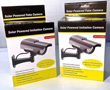 Solar 2x Dummy Security Camera Fake Flashing Light Home Surveillance Waterproof
