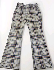 VTG 70s Haggar Slacks 32x32 Double Knit Disco Pants Plaid Scovil Talon Zipper