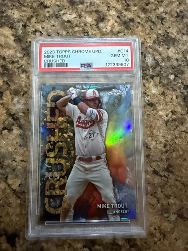 2023 Topps Chrome Update Mike Trout Crushed PSA 10 Angels #C-14