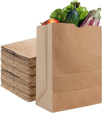 52 lb Kraft Brown Paper Bags 50 Count Bulk Large Grocery Bags for Shopping