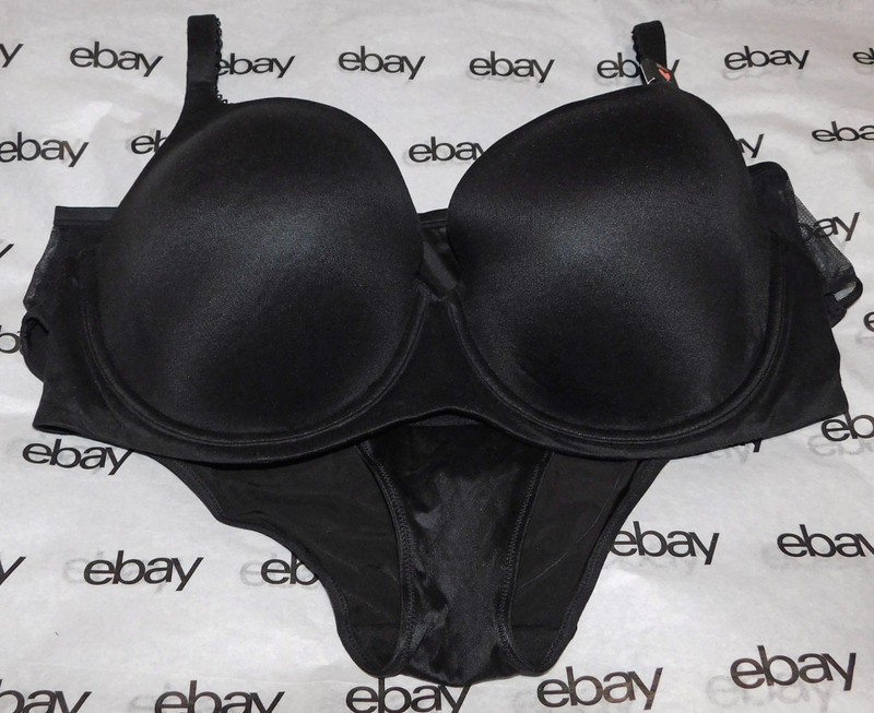NEW Victoria's Secret Body by Victoria Demi Bra 38DD Black & Hiphugger Set XL VS