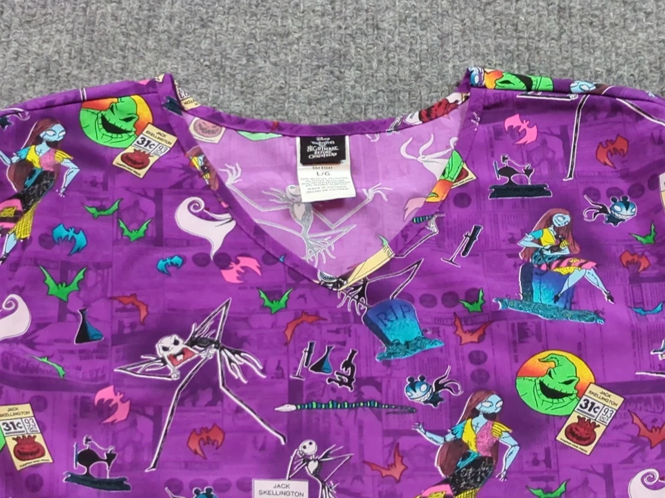 Женский скраб-топ Disney The Nightmare Before Christmas большой короткий рукав для медсестры - Изображение 2 из 4