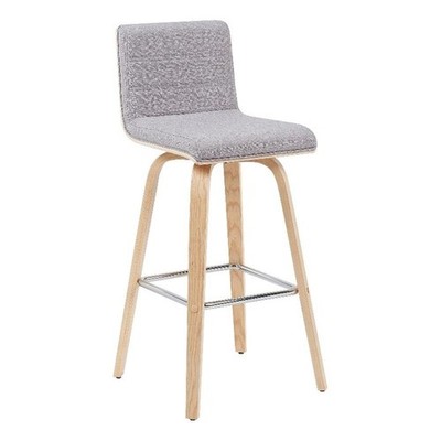 Armen Living Vienna Modern Swivel 30'' Bar Height Barstool with Gray Fabric Up...