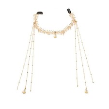 Bohemian Leaf Headband for Women Gold Statement CZ Dangling Teardrop Charms Long