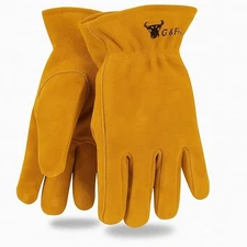 JustForKids Kids Genuine Leather Garden Work Gloves,Size M Ages 2-4, L Ages 3-5