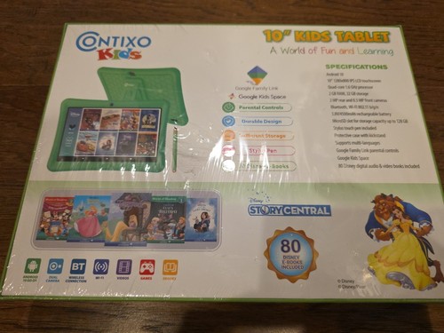 New & Sealed! Contixo K102 - 32GB Green 10 in. Kids Tablet + 80 Disney Ebooks - Picture 3 of 6
