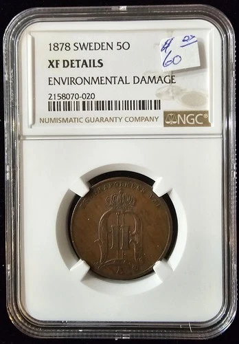 1878 SWEDEN 5 ORE - NGC XF Details