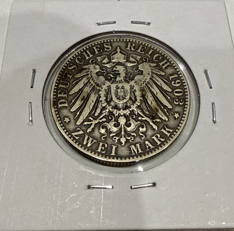 1903 Zwei Mark Bavaria Germany 2 Marks Foreign Silver Coin - Image 4 of 4