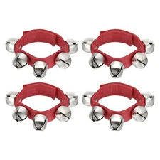 4 Pcs Wrist Bells 11in Ankle Bells Jingle Bells with 5 Silvery Bells Red