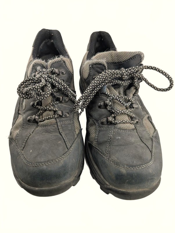 Waldläufer Tex Walking Shoes UK 4.5 H Wide Black Grey Leather Trainers REPAIR