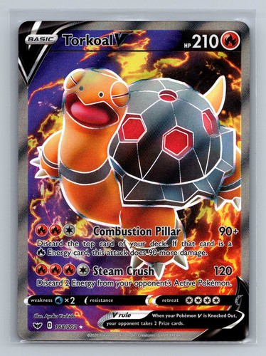 Torkoal V (Full Art) 188/202 Pokémon TCG Ultra Rare Sword & Shield Base Set NM