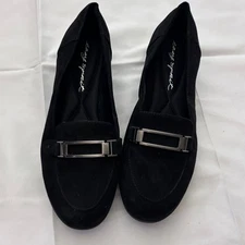 Easy Spirit Womens Black Slip On Loafer Shoes Buckle Accent Comfort Size 7