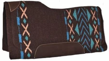 Showman 34" x 36" Brown & Teal Memory Felt Bottom Saddle Pad w/ Woven Wool Top
