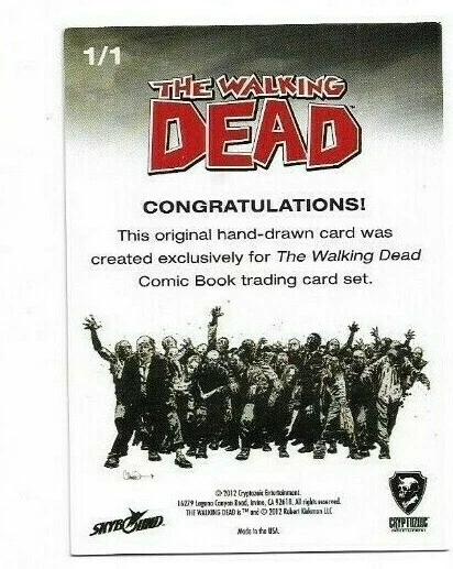 THE WALKING DEAD COMIC BOOK PART 1 TRADING CARD 1/1 SKETCH CARD Gilbert Monsanto - Image 2 of 3