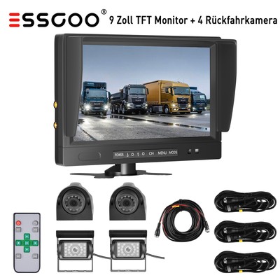 9 Zoll 4CH Split Monitor Auto HD Rückfahrsystem Mit 4 x 1080P Rückfahrkamera LKW