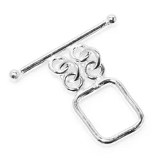 20 SET 20X30MM BALI TOGGLE CLASP 2 STRAND STERLING SILVER PLATED 587