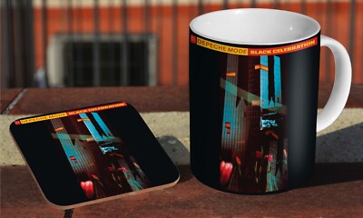 Depeche Mode schwarze Feier - Keramik Kaffee/Teebecher + passender Untersetzer 