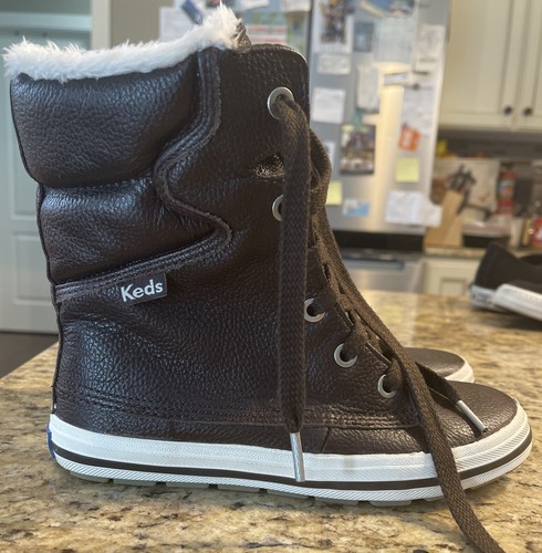Mid Calf Fleece Lined Boots Brown 