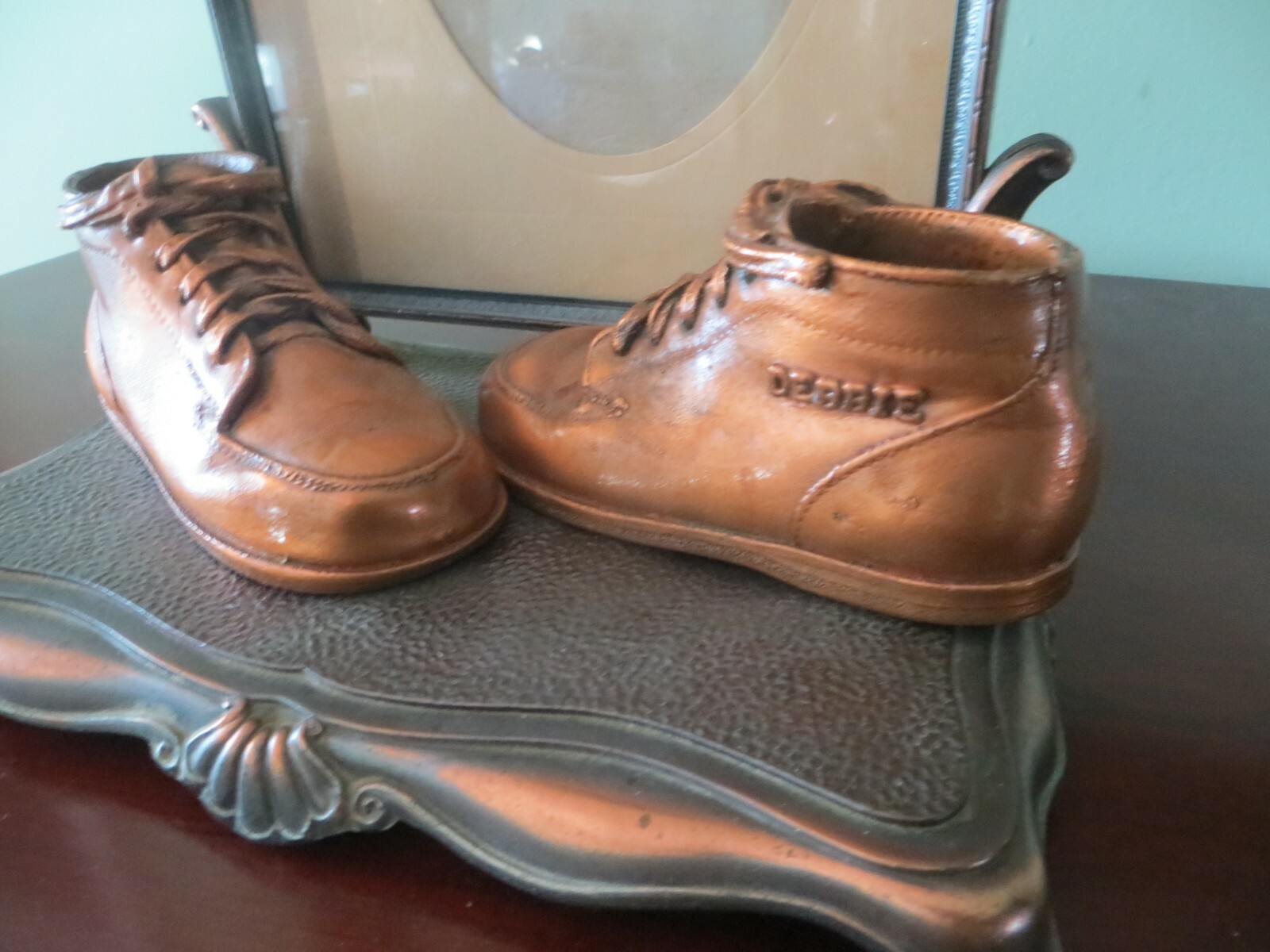 Warner Electric Co. brass shoes self standing picture frame advertising award