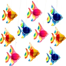 10pcs Tissue Fish Decoration - 10” Tropical Party Decoration, Fish/Under The Sea