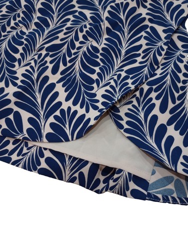 NEW ANN TAYLOR Size 6 Tall Leaf Petal Pencil Skirt Wrap Look Tan Blue Career - Picture 5 of 10
