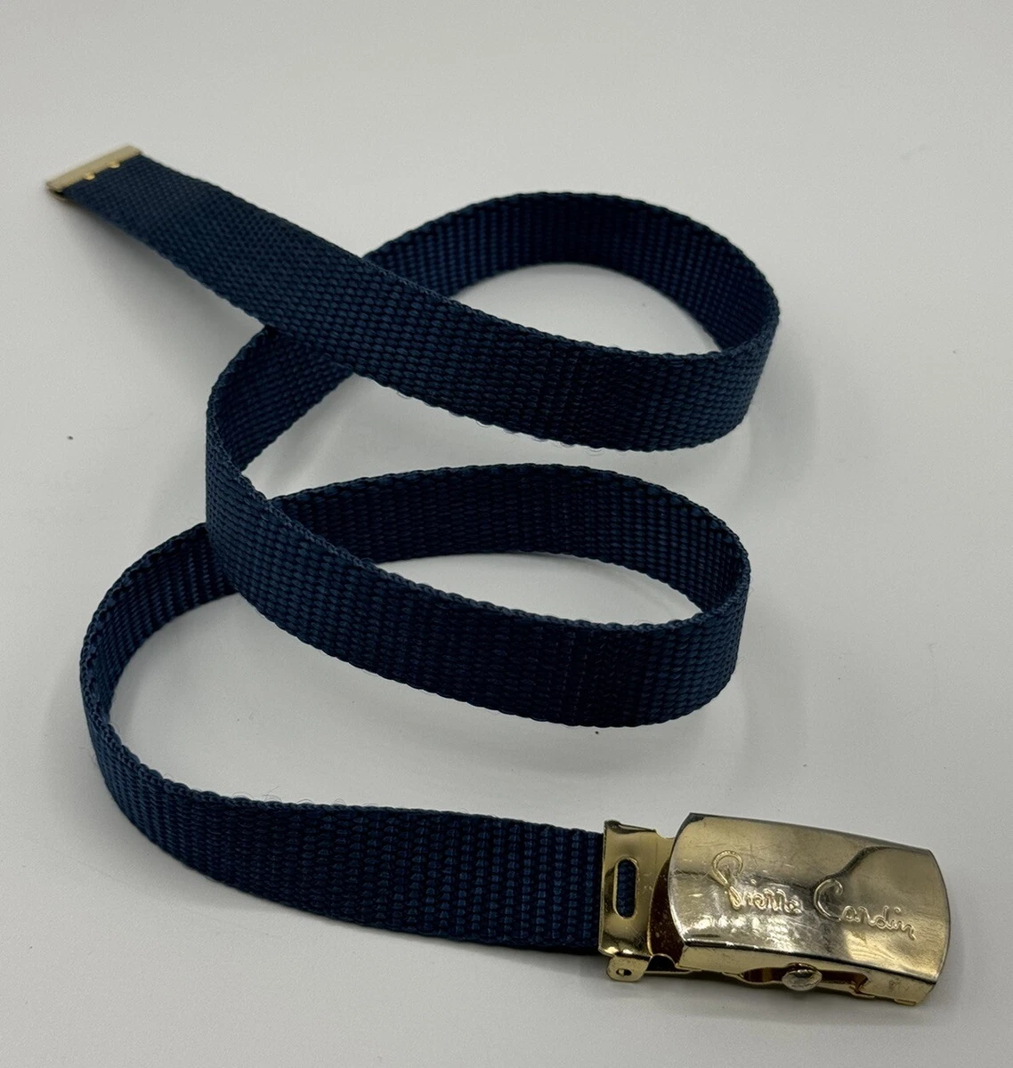 Pierre Cardin Vintage Top Grain Leather Belt Blue Gold Buckle Skinny Pierre Cardin Leather Belt - Etsy main image 2