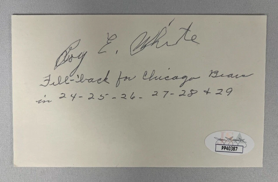 Roy White Signed 3x5 Card JSA Certified AUTO NFL Chicago Bears Full-Back RARE! - Image 2 of 4