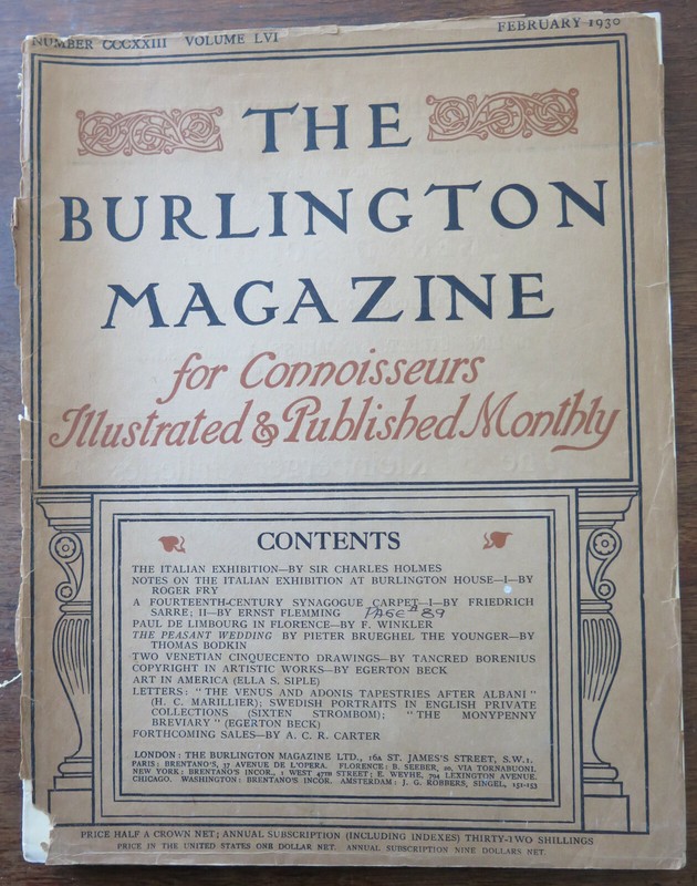 The Burlington Magazine for Connoisseurs Illustrated.  February 1930.