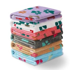 1 Pack 6 Blankets Dog Cat Soft Fluffy Fleece Pet Blanket Small Pack of 6 Bone