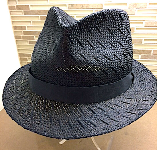 Very Rare Vintage (Unused) MAKINS Hand Made Jet Black Woven Fedora XL/L